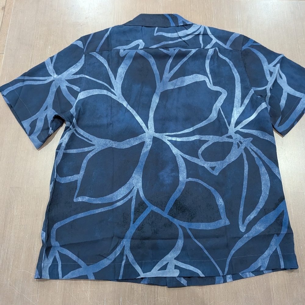 $180 Mens REISS "Jerry" Printed SS Button Up Resort Shirt Indigo Blue - Picture 3 of 4